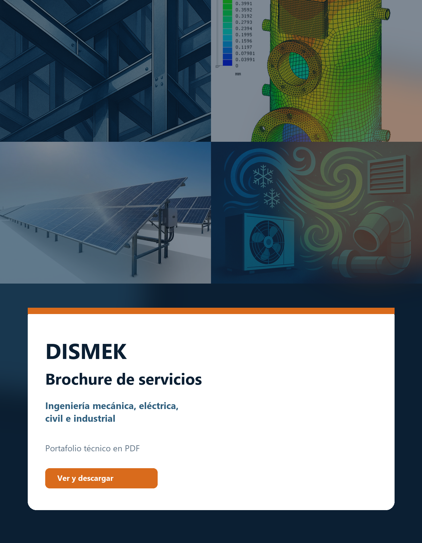 Portada del brochure de servicios DISMEK